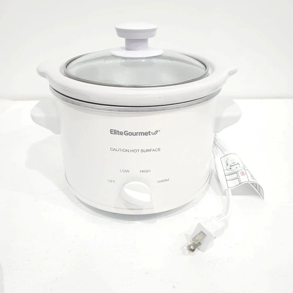 Elite Gourmet MST-250XW# Electric Slow Cooker Ceramic Pot Adjustable Temp 1.5Qua